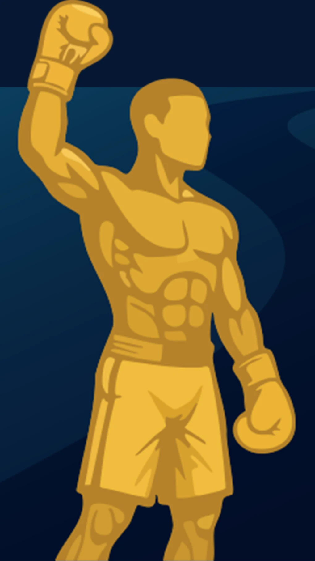 Gold raised-fist figure on the navy plaque