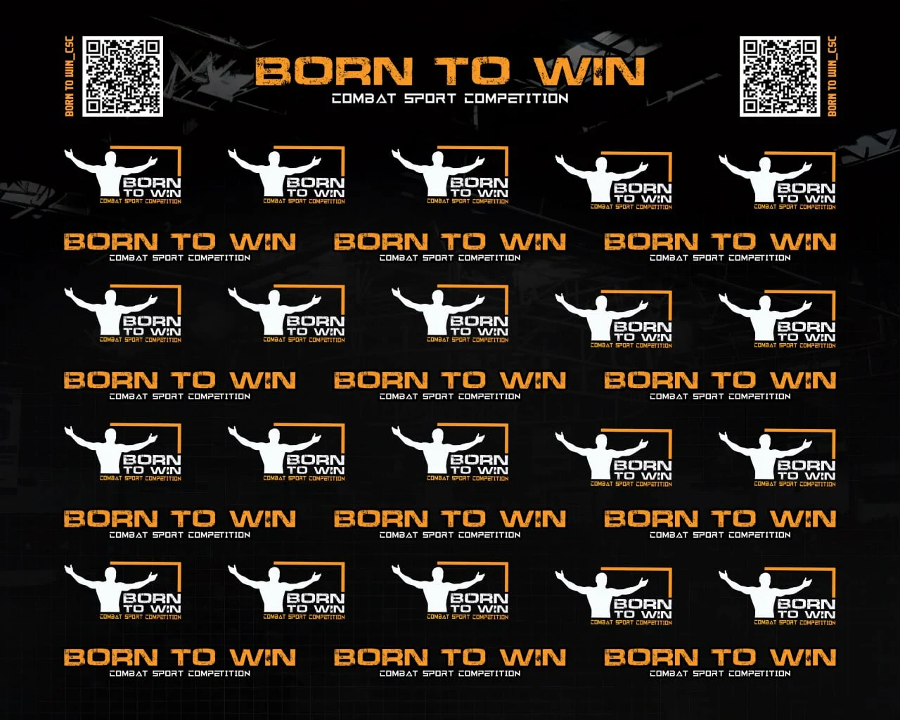 Born To Win step-and-repeat artwork, flat