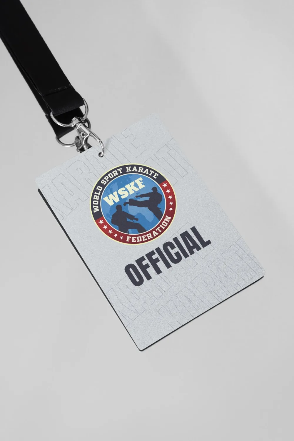 WSKF official credential on a lanyard